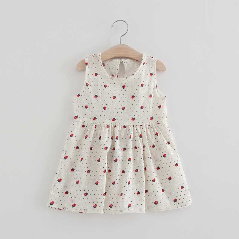 Summer Girl Dress Children Cotton Sleeveless Dresses Cherry Print Kids Dress for Girls Fashion Girls Clothing