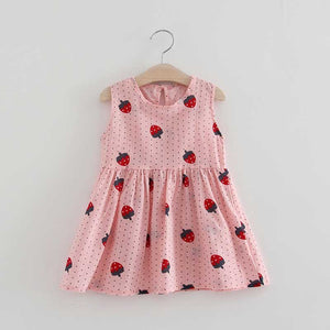 Summer Girl Dress Children Cotton Sleeveless Dresses Cherry Print Kids Dress for Girls Fashion Girls Clothing