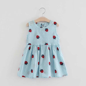 Summer Girl Dress Children Cotton Sleeveless Dresses Cherry Print Kids Dress for Girls Fashion Girls Clothing