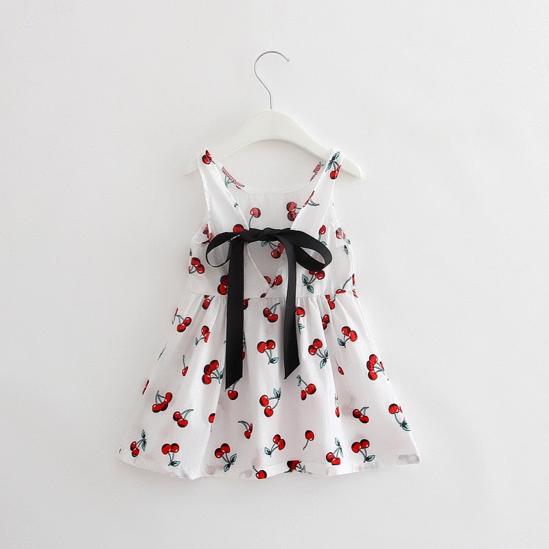 Summer Girl Dress Children Cotton Sleeveless Dresses Cherry Print Kids Dress for Girls Fashion Girls Clothing