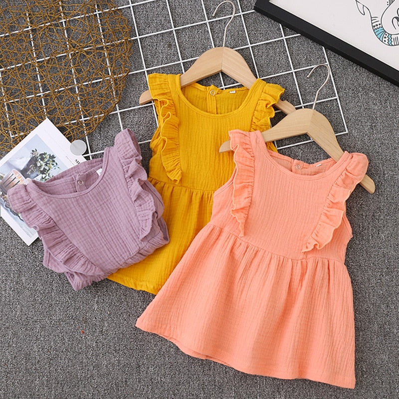 Summer Girl Dress Ruffles Children Dress Candy Color Kids Dresses for Girls Fashion Girls Clothing