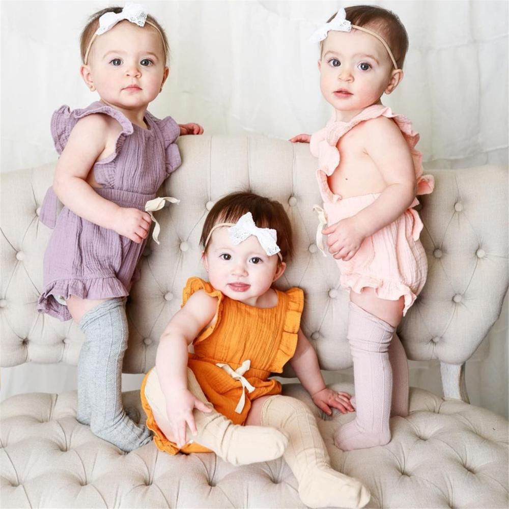 Summer Infant Toddler Sunsuit Clothing Baby Girls Ruffle Solid Color Romper Jumpsuit Newborn Clothes Outfits