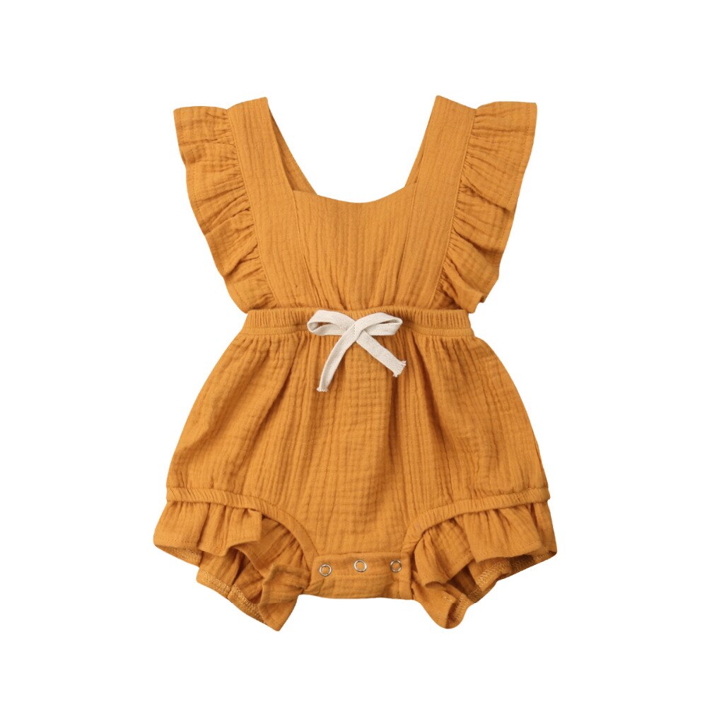 Summer Infant Toddler Sunsuit Clothing Baby Girls Ruffle Solid Color Romper Jumpsuit Newborn Clothes Outfits