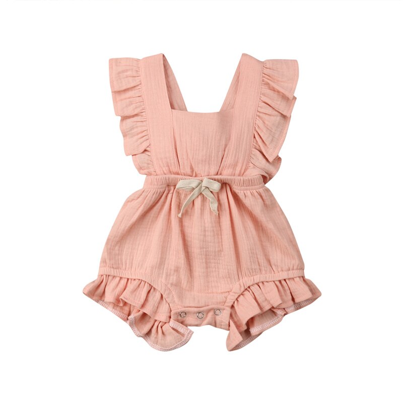 Summer Infant Toddler Sunsuit Clothing Baby Girls Ruffle Solid Color Romper Jumpsuit Newborn Clothes Outfits